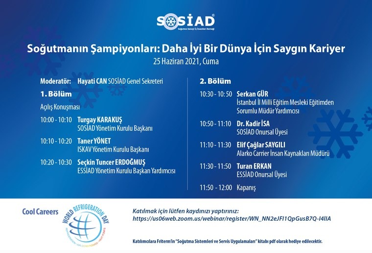 SOSİAD, Dünya Soğutma Günü’nün 2021 Yılı Etkinliğinde “Saygın Kariyer” Temasıyla Web Seminer Düzenliyor